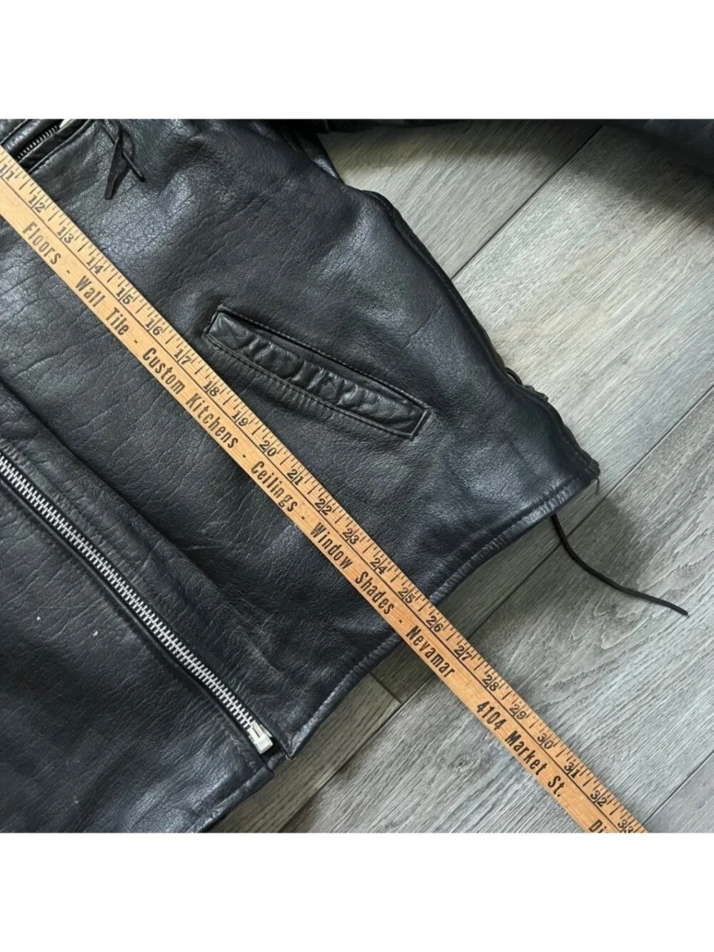 Vintage Unik Men's 48 Cafe Racer Motorcycle Jacket Black Leather Zip Pockets